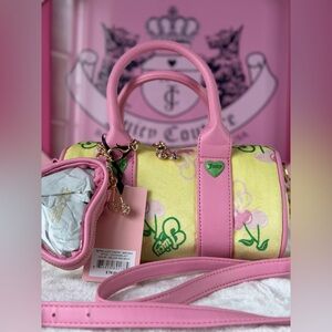 Juicy Couture Retro Juicy Cherry hearts Mini Barrel Crossbody Bag yellow iris